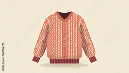 Stylish pink knitted pullover with a placket, a cozy fashion item.