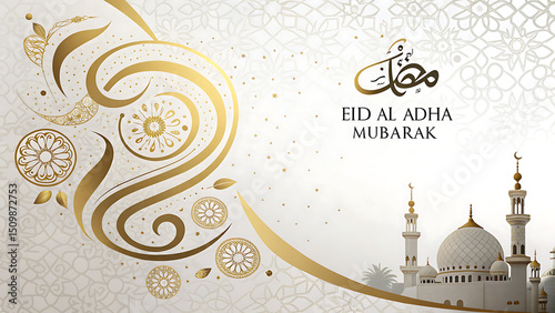 Happy Eid-Al-Adha Mubarak vector template, Eid-Al-Adha greeting card, vector illustration.