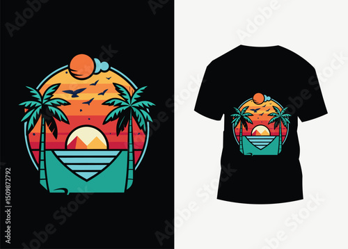 Vector illustration of a blank cotton casual t-shirt clothing design template