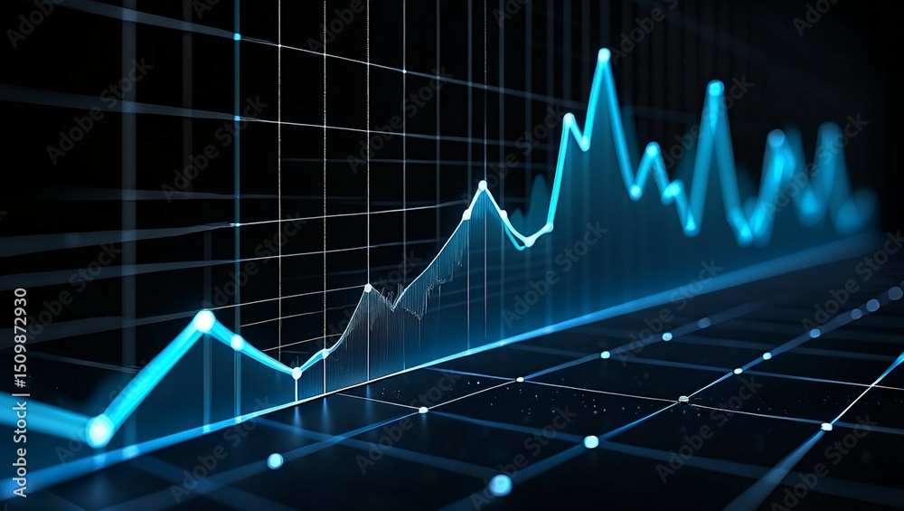 Naklejka premium Dynamic Stock Market Graph Visualizing Growth and Fluctuations