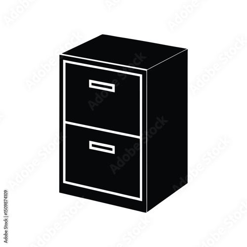 A filing cabinet silhouette vector art illustration