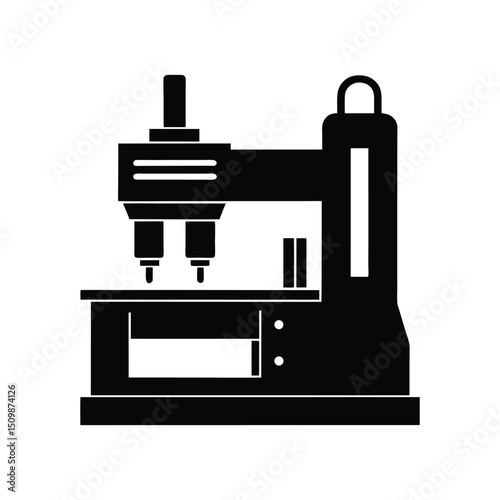 A CNC machine silhouette vector art illustration