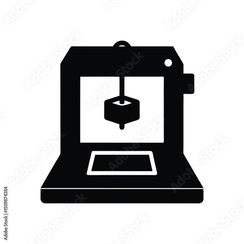 A silhouette 3d printer vector art illustration