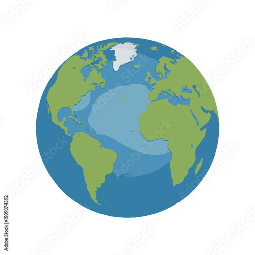 3D globe showing continents and oceans on a white background