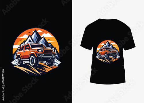 T shirt design concept with fashion print and blank clothing template illustration