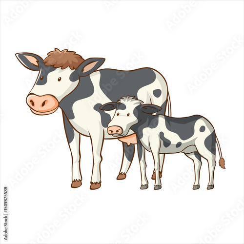 Cute Cow Vector Illustration | Farm Animal Clipart | Cartoon Cow Graphic | Dairy Cow SVG for Print & Digital Use