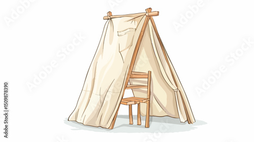 Adorable Handmade Playhouse Tent on Chair: Cozy Kids' Playtime Vector Illustration toy fun joy art  