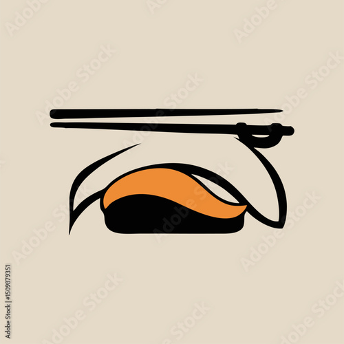 A sleek logo design with a sushi silhouette and chopsticks, representing the freshness and authenticity of Asian dining experiences.