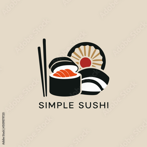 A modern logo with a sushi silhouette and chopsticks, conveying a fresh and authentic approach to Japanese and Chinese dining experiences.