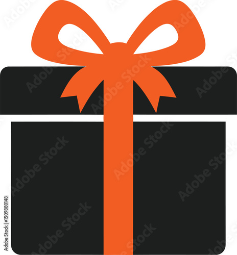 Red gift box with shiny satin ribbon and bow festive celebration present illustration