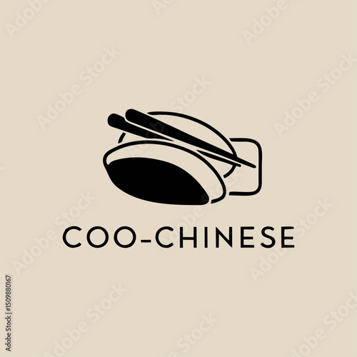 An artistic logo showcasing the silhouette of sushi with crossed chopsticks, embodying the essence of Asian cuisine in a clean and modern design.