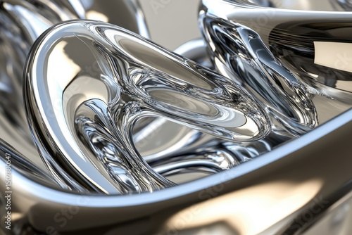 Abstract chrome shapes interweave