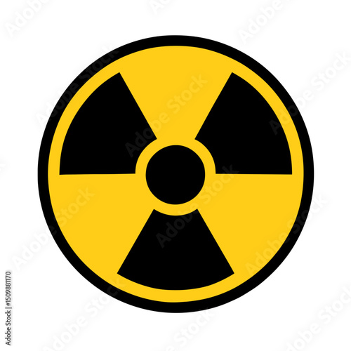 Nuclear danger symbol in yellow and black flat design