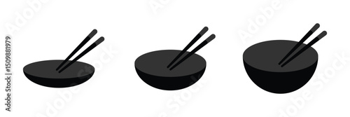 Minimalist noodle bowl chopsticks icon