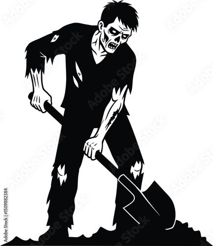 dark, moody, monochrome, horror, zombie, undead, creepy, menacing, detailed, cinematic
