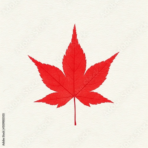 red maple leaf drawing on mulberry paper