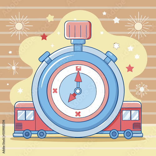 Stopwatch train express delivery time concept vector illustration transportation fast?A colorful vector illustration of stopwatch combined with train symbolizing express delivery and fast