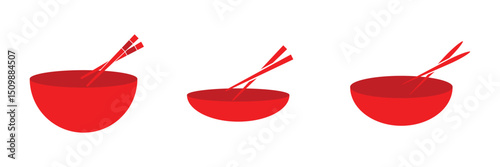 noodle bowl icon with chopsticks, simple flat style, pictogram logo symbol vector illustration
