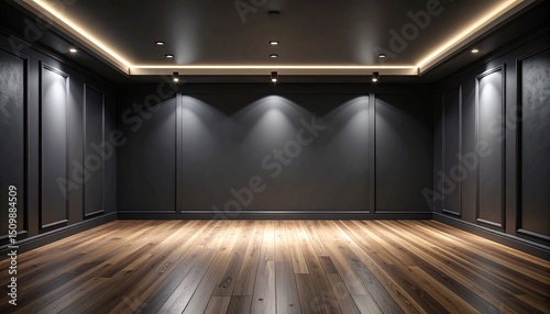 洗練されたモダンインテリアの空の部屋（合成・背景素材）Empty room with sophisticated modern interior (composite, background material)