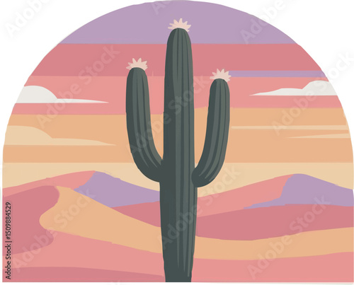cactus in desert vector illustration