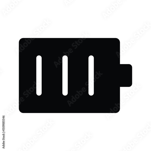 Solid full battery charge indicator icon vector illustration PNG