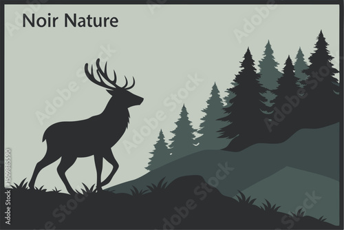 Noir Nature: Deer Silhouette Art