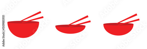 bowl and chopsticks icon. Cartoon style bowl and chopsticks icon.