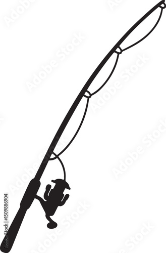 Fishing rod silhouette icon design vector art illustration. 