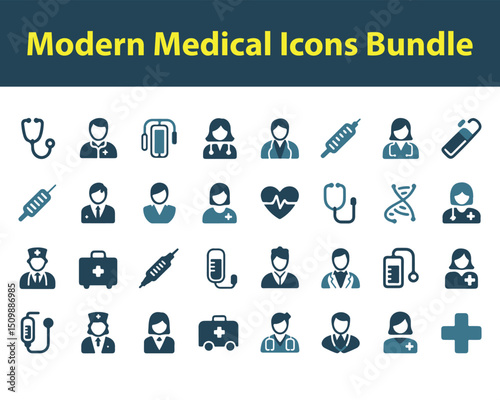 Modern Medical Icons Bundle vector silhouette design