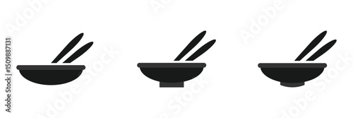 bowl with chopsticks icon over white background, silhouette style