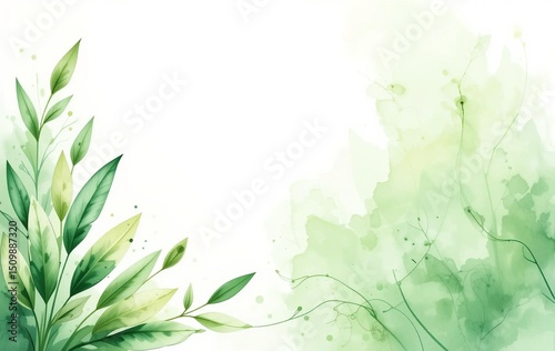 Plant background image, leaves, gradation, nature, illustration, watercolor, banner texture advertising poster