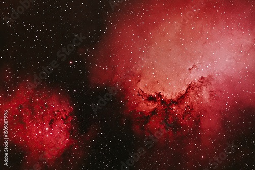 Deep red nebula in space