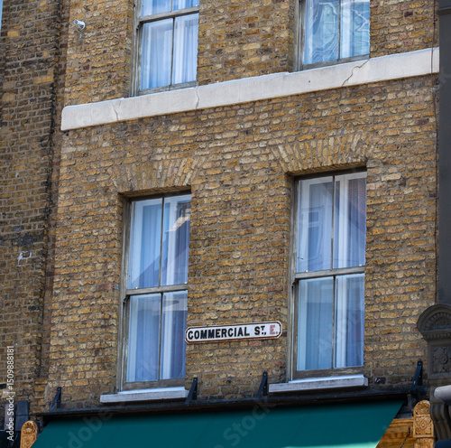 Brick Building Facade on Commercial Street in London