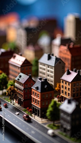 Miniature cityscape model urban architecture buildings homes