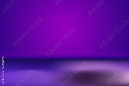 Empty studio background in purple blue gradient color, cyber punk background soft smooth blur backdrop like in a room with spot lights shining on the floor or on the stage, vector illustration