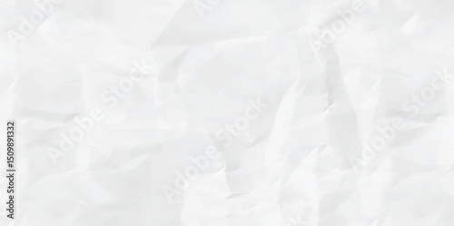 Crumpled paper texture vector background. White wrinkled vector