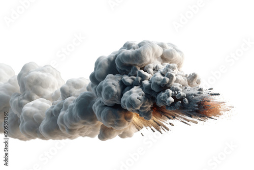 PNG Dynamic explosion with smoke and debris in motion