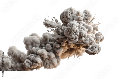 PNG Dramatic explosion of billowing smoke cloud with dynamic motion and detail