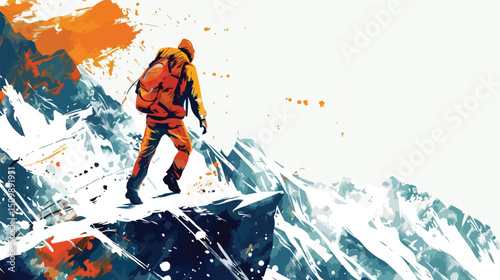 Fearless Risk Taker: Bold, Flat Vector Illustration of a Determined Individual Embracing Uncertainty