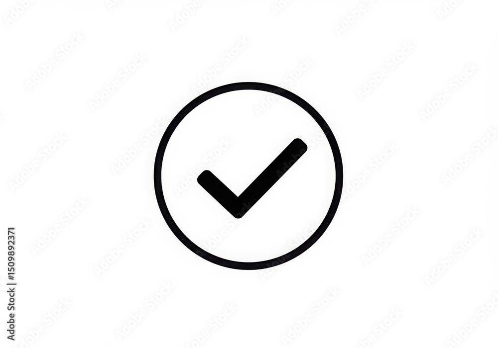 Black check mark in circle isolated on white background Black check mark in circle isolated on white background
