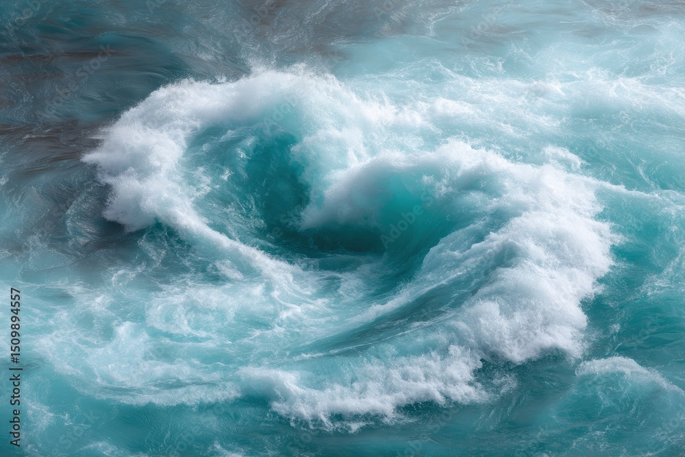 Fototapeta premium Ocean Vortex: A Serene Teal Whirlpool of Water