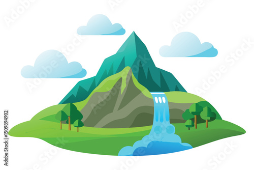 Hill with waterfall