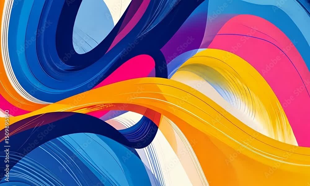 Vivid, layered abstract art with swirling bands of bright colors