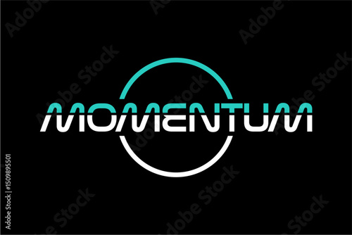word momentum . modern minimalist circular font with rounded edges, vector illustration design