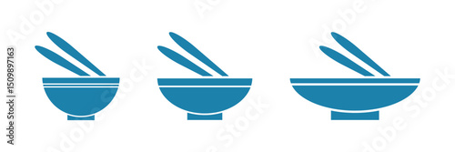 bowl and chopsticks icon. Cartoon style bowl and chopsticks icon.