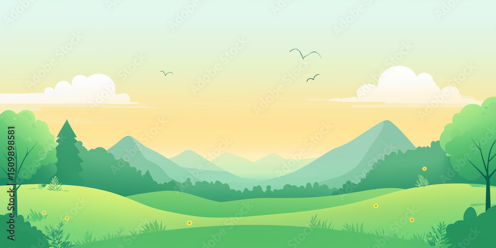 Obraz premium Minimal Summer Hill Landscape. Generated AI
