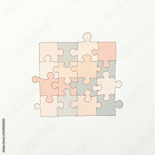 jigsaw puzzle piece on mulberry paper