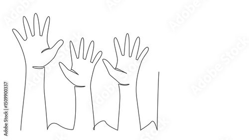 Wallpaper Mural Animation of single continuous line drawing 5 colorful open palms raised at varying heights. A symbol of freedom and happiness. Cheerful together. Friendship. Day of Children. Full length motion Torontodigital.ca