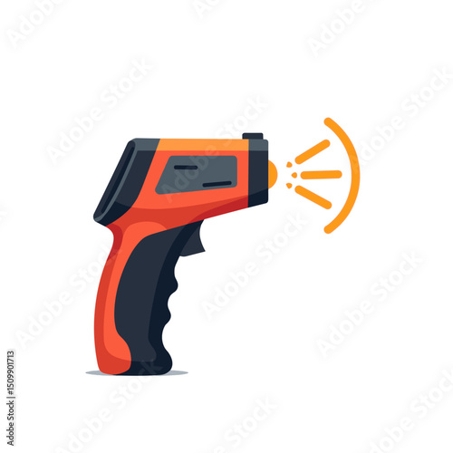 Infrared Thermometer Gun Illustration for Temperature Measurement and Detection with Orange and Black Design