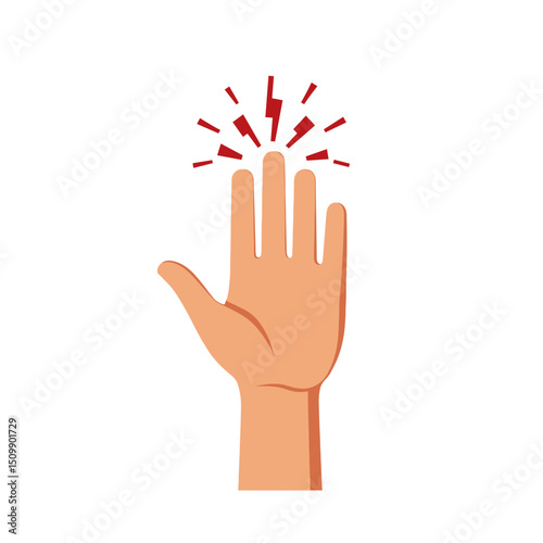 Illustration of a Hand with Red Lightning Bolts Emanating from the Fingertips, Representing Pain or Injury